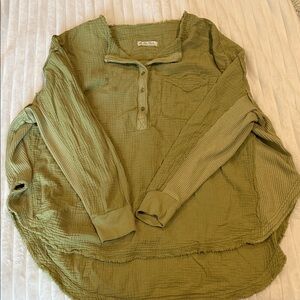 We The Free Olive Green Gauze Pullover